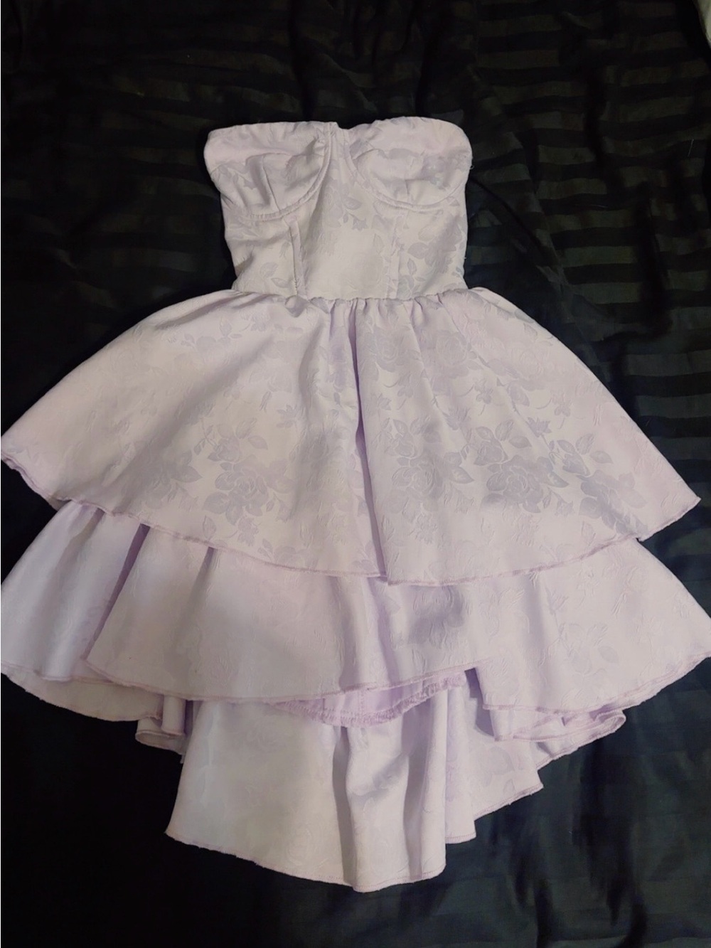 Lucy in the Sky Strapless Lavender Tiered Mini Dress - Picture 2 of 5